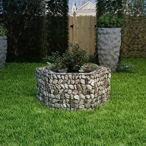 Baziroo Gabionen-Hochbeet Verzinkter Stahl 100x90x50 cm Silber Hochbeet Füllung Blumen Pflanzkübel Gartenbeet Steinkorb Garten Steingabione Gabionenkorb Gabionen Pflanzkübel Hochbeet Metall