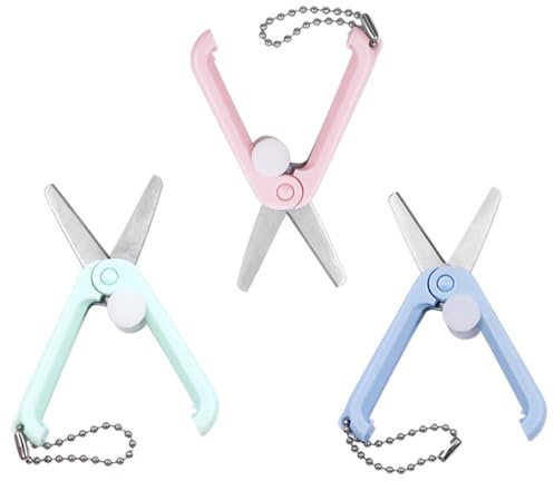 Tijeras Pequeñas, Puntas Redondeadas, Manualidades, Llavero, Plegables, con Mango de Plástico, para Hogar, Escuela, Oficina, Bricolaje
