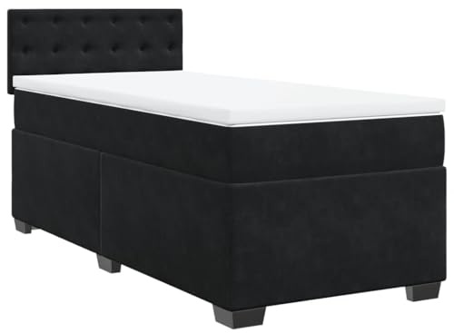 vidaXL Boxspringbett mit Matratze Schwarz 90x200 cm Samt