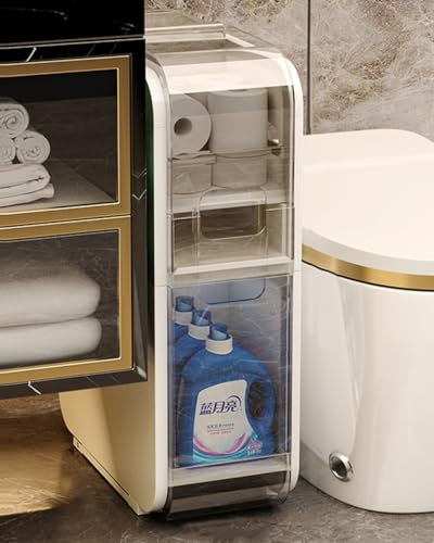 JRHTD Moderner Badezimmerschrank Schmal Bathroom Cabinet, Freistehender Aufbewahrungsschrank mit Zwei seitliche Papierauslässe(78cm)