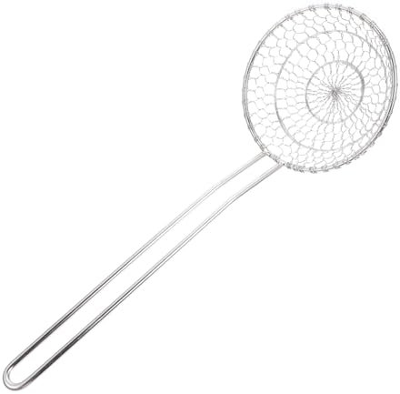 COLLBATH Frying Skimmer Strainer Spoon Stainless Steel Hand-Woven Cooking Utensil with Handle for Deep Frying and Skimming in Kitchen