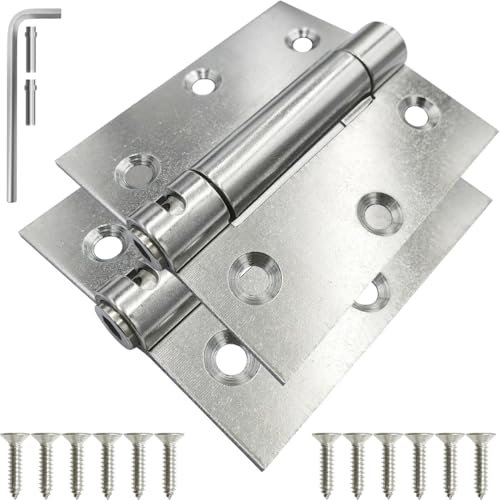 Hoobar 2 Pack Self Closing Door Hinges 3 Inch White Spring Loaded Hinges Heavy Duty Stainless Steel Self Closing Hinges, Adjustable Tension for Garage Door, Auto Close Hinges for Heavy Doors (3 Inch)