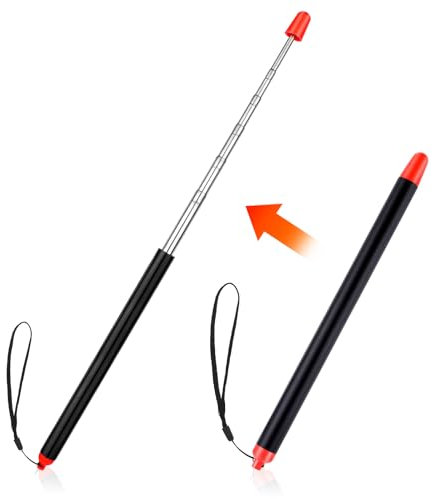 Bewudy Zeigestab Ausziehbar, Edelstahl Lehrer Zeigestock Teleskopstab 120cm Tafel Zeiger Klassenzimmer Zeiger für Präsentationen Formate Seminare