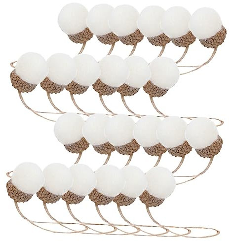 GRIRIW 30 Stück Weiße Weihnachtliche Filz-Kugel-anhänger Aus Wollfilz Mit Aufhängung Realistische Christbaumschmuck Deko Für Partys Schlafzimmer Und Festtagsgestaltung