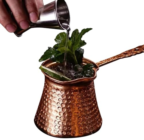 Cafetière en métal – Cafetière Cezves en laiton authentique | Café arabe en métal, multifonction, faite à la main, en cuivre, style ottoman pour turc, arabe