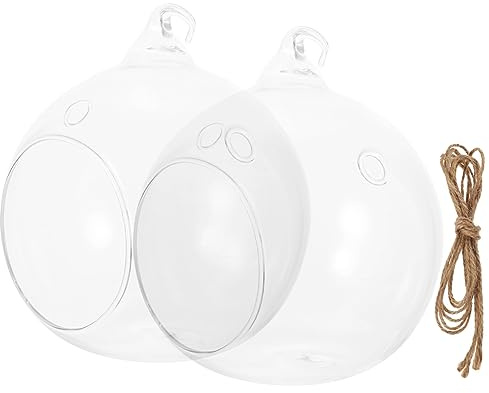 ORFOFE 2 Stück Hängendes Glas Terrarium 10cm Transparent Luftpflanzen Halter Kreatives Pflanzgefäß Für Sukkulenten Und Dekoration