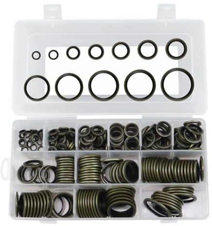 BEASAFY 245 Stück Dichtungsringe Set, M6-M30 O Ring Sortiment, Hydraulik Dichtringe mit Gummilippe, Ölablassschraube Dichtung, Bonded Seal Dichtungsset für Rohrverbindung