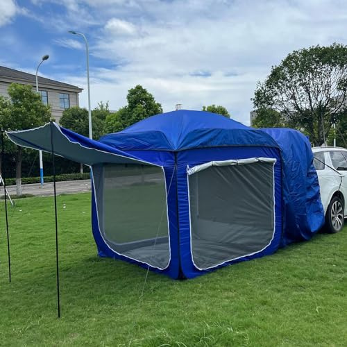 Car Rear Tent - Pop Up Family Camping Tent for SUVs, Tailgate Netting Room with Floor, Hatchback Van Awning Tent
