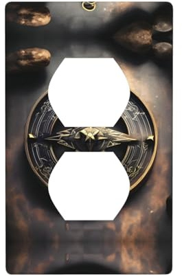 Phayah Magical Design - Placa de pared con diseño de runas nórdicas, patrón de brújula, enchufe doble, tamaño estándar, policarbonato termoplástico