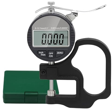 Spessimetro digitale con risoluzione di 0,001 mm, intervallo 0-12,7 mm, strumento di misurazione di precisione per carta, pelle, tessuto, pellicola, nastro e filo