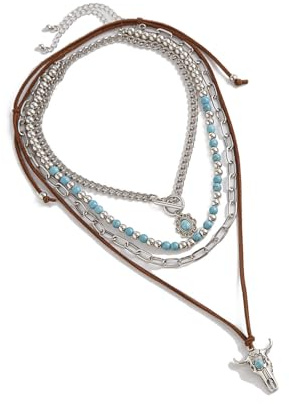 Zkydhbd Retro Stile Türkis Und Perlenvereinbarungslänge Schlüsselbein Halskette Multi Layered Neckketten Handgefertigtes Halsschmuck Frauen Modezubehör Für Frauen