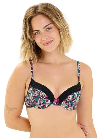 Billet Doux - Modèle Amusante - Soutien-Gorge Corbeille avec Armatures - Femme - 90B - Papillons Colorés