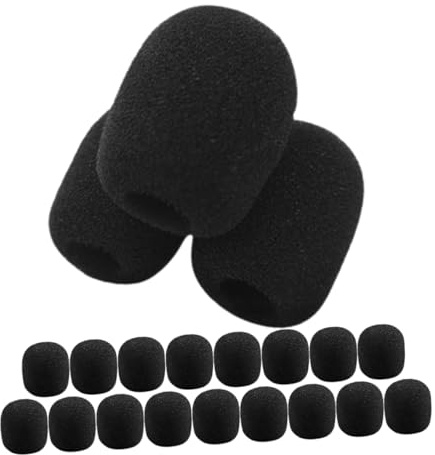 TOGEVAL 20Pcs Windproof Lapel Microphone Sponge Covers Microphone Protective Guard Noise-reducing Mic Sponge Covers for Headset