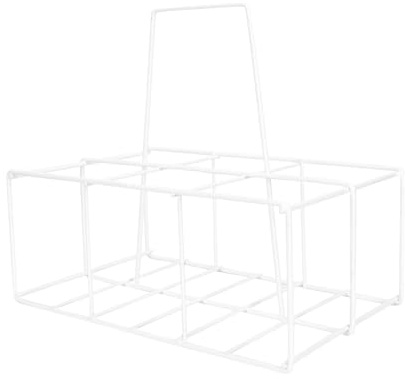 Cabilock Creative Portable Iron Beer Bottle Holder and Milk Bottle Basket and Storage Rack for Kitchen and Bar Sturdy Anti-Aging Design White Finish for Home Organization and Giving