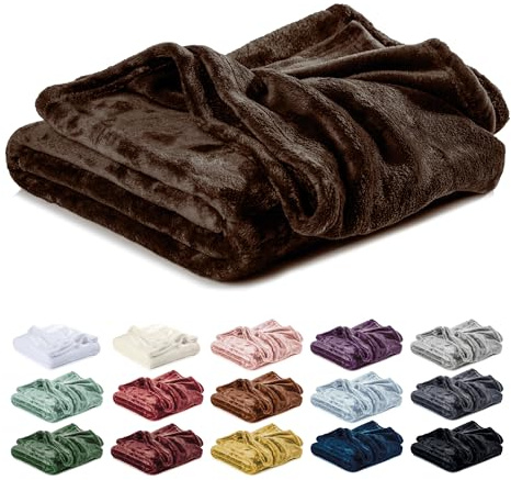 Lavea® Coperta in Pile Una Piazza e Mezza 150x200 cm Morbida – Plaid in Microfibra Caldo e Soffice per Divano e Letto, Traspirante e Facile da Lavare – Marrone Moka