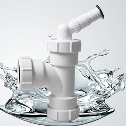 MoSundi Tuyau de vidange d'évier de cuisine en PVC de 40 mm - Raccord droit à trois voies pour salle de bain et jardin - Blanc