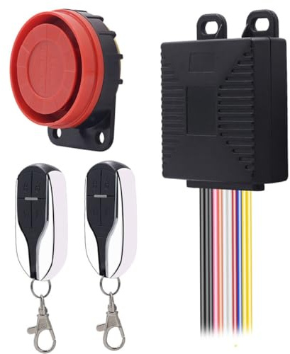 Sistema de Alarma para Motocicleta 12 V, Bocina y Arranque | Negro, Plástico y Metal, 1 Juego, Corte de Línea y Reconocimiento por Vibración