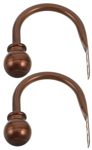 Cabilock Ganchos de Hierro para Cortinas, 2 Piezas, Marrón Vintage | Montaje en Pared con Tornillos, Soportes Laterales para Paneles Translúcidos y Opacos