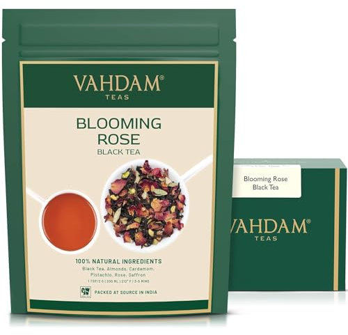 VAHDAM Blooming Rose Black Tea (3.53oz|50+ Cups) Black Tea with Rose Petals