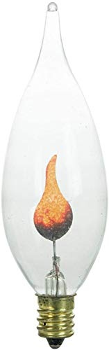 EFP Flicker Flame Clear Tip Light Bulbs | CA-8 E12 Candelabra Base C7 4 Length 3 Watt, 130 Volt, 10 Lumens - Includes 6 Bulbs