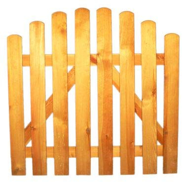 StaketenTür 'Standard' 100x85/100 cm - oben – kdi / V2A Edelstahl Schrauben verschraubt - aus frischem Holz gehobelt – oben gebogene Ausführung - kesseldruckimprägniert