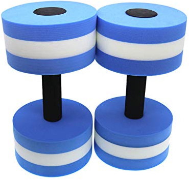 QHALEN Water Aerobic Exercise Foam Dumbbell Pool Resistance,Water Aqua Fitness Barbells Hand Bar Exercises Equipment for Weight Loss (Set of 2, Color Blue)