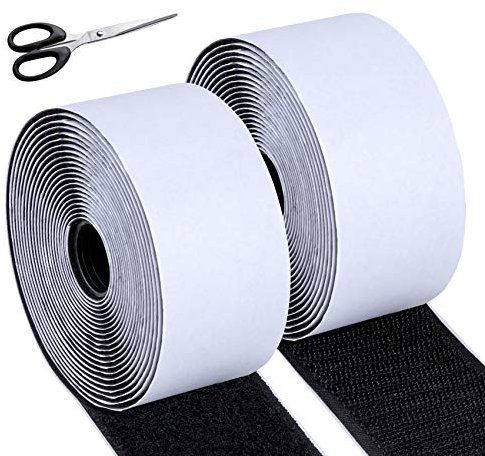 Klettverschluss Extra Stark,ilauke 5M Lang und 50mm Breite Industrie Klettband Selbstklebend Fliegengitter + 1 x Schere,Klebepad Flauschband und Hakenband zum Nähen,Kann Nach Bedarf Schneiden,Schwarz