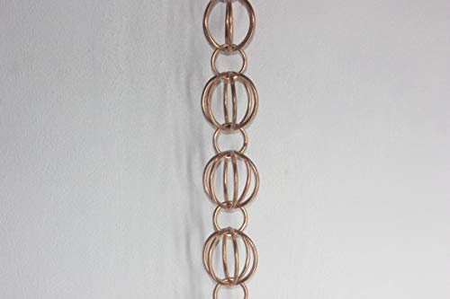 KAM Home Regenkette mit 3 Schlaufen, 2,5 m Länge, Aluminium, flach, Kupfer, antik