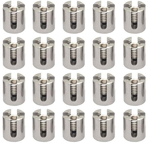 Qinwuwu Stainless Steel Cable Railing Cross Cable Clamps for 1/8 Wire Rope Clips Fitting for Wall Trellis System 20pcs