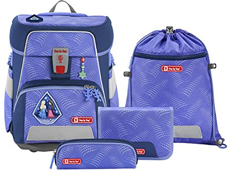 Step by Step Schulranzen-Set Space, Ice Princess, 5-teilig, lila, Prinzessin-Design, ergonomischer Tornister mit Reflektoren, höhenverstellbar mit Hüftgurt, für die 1. bis 4. Klasse, 20L