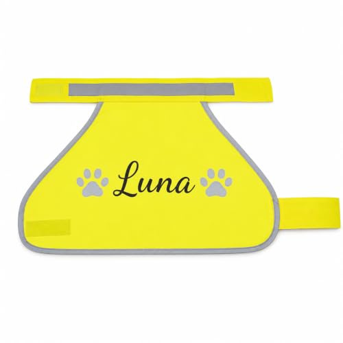 Veproli Hunde Warnweste *Individuell mit Namen Möglich * Verschiedene Größen Sicherheitsweste reflektierend Neon Gelb (M)