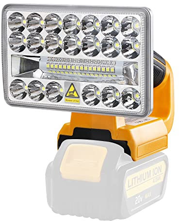 Hipoke 18V 2000LM Multi-Functional Cordless LED Work Light Long-Range Spotlight with USB Port Torch Compatible with Dewalt 18V Lithium Battery for Outdoor Flashlight Jobsite Camp Light (No Battery)