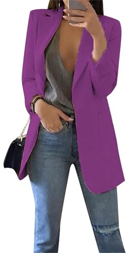 YMING Femmes Veste Lâche Blazer Unicolore Blazer Bureau Travail Lâche Blazer Léger
