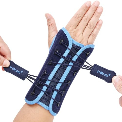 Willcom Handledsbandage för kvinnor och män, karpaltunnelsyndrom och smärtlindring handledsstöd, RSI, tendinit, stukningar, senskidinflammation, handledsskena (S, rekt)