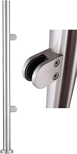 Garden Deck Stairway Fencing Clamp Posts Glass Deck Fence Balustrade Railing Post Clamp for 10/12 MM Thick Panel, Floor-Mount Stairs Banister Pole, Stainless Steel ( Color : End Post , Size : 125cm/49