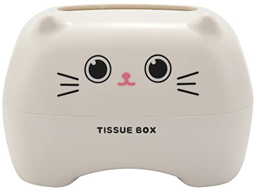 Hopbucan Cosmetic Tissue Box, Tissue Dispenser Paper Towel Box, Cartoon Tissue Container/Office Decoration (White)