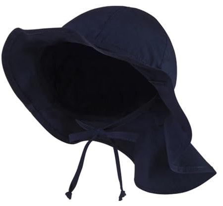 Sterntaler Kinder Sonnenhut mit Bindeband - Kinderhut UV -Sonnenschutz 50+ - Kinder Sonnenhut Unisex aus Bio -Popeline - Schirmmütze mit NackenSonnenschutz bietet optimalen Sonnenschutz - marine, 55