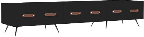 vidaXL TV Cabinet - Black Engineered Wood with Iron Legs - Contemporary Style - TV Stand, Media Unit, TV Unit - Furnishing for Living Room, Bedroom, 150x36x30 cm