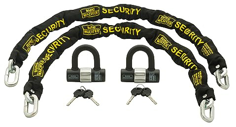 Burg-Wachter Duo Kit Sold Secure Diamond & Gold 10mm Keyed Alike Chain Twin Pack, Black, 1M