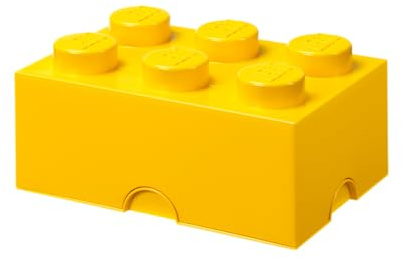 Room Copenhagen Caja de Almacenamiento LEGO Brick 6 Amarillo, Apilable, con Tapa, 8,47L – Organización para Juguetes, Oficina, Escritorio y Hogar – Baúl de Juguetes