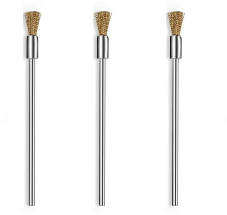 3 cepillos de alambre de metal para taladro, cepillo de alambre de cobre con vástago de 3 mm, accesorio de herramienta giratoria para limpieza, eliminación de óxido, pulido