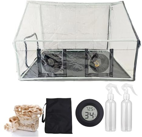 IINCOOY PVC Stillluft Pilz Zuchtbox Mit 2 Klappbaren Armanschlüssen for Garten Zimmerpflanzen, Essbarer Pilz Vermehrungsbehälter