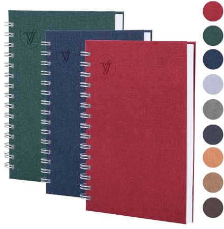 Victoria's Journals - Notebook A5, Hardcover A5 Lined Notebook with 8mm Line Spacing, 100 gsm, 200 Pages, Pack of 3, ‎‎14.8 x 5 x 21 cm, Coloured