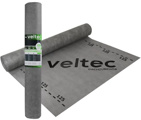 Dachunterspannbahn, Dachfolie, Unterdeckbahn, Dampfsperre, Unterspannbahn 1,5m x 10m,25m,50m Unterdeckbahn VELTEC 125 g/m² Rolle 75m² Dach (75m² = 50m x 1,5m)