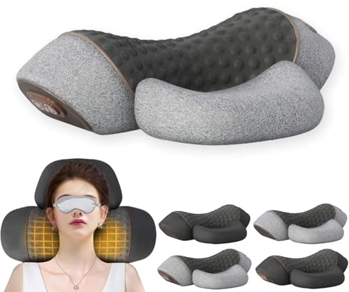 Caduola Callixe Thera Kissen Massage, Beheiztes Massage Nackenkissen, Ergonomisches Massagekissen für Nacken, Einstellbares Memory-Schlafkissen (Massage/Heißkompresse/Airbag-Traktion) (Grau)