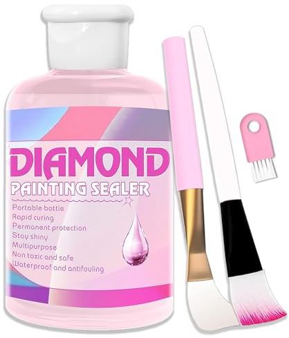 Diamond Painting Sealer, 120 ml Art Glue With Brushes - Permanent Hold, Fast Drying & Strong Bond for DIY Diamond Art Accessories Kit & Puzzle Tool