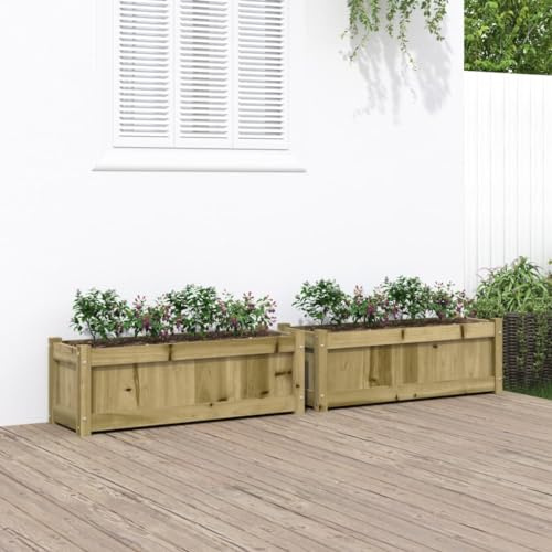 Homgoday Jardinera con rejilla para jardín, 2 unidades, de madera de pino impregnada, jardinera con rejilla para jardín, jardinera de exterior, jardinera de balcón Model837458