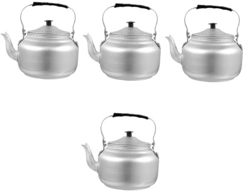 Amosfun 4 Stück Wasserkocher wasserkanne Teekessel für Büro tee kochen Teekessel mit Griff Rucksack-Kaffeekanne Schwanenhalskessel Teekrug aus Aluminium aus Aluminium