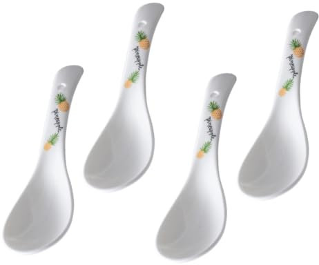 Mikinona Japanisches Suppenlöffel-set Aus Keramik – 4-teiliges Weißes Reissuppenlöffel-set Asiatisches Löffel-set Für Den Täglichen Gebrauch