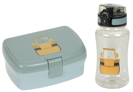 LÄSSIG Brotdose & Trinkflasche Set - Lunch Set mit Lunchbox und Trinkflasche (460 ml)/Tiny Drivers Excavator